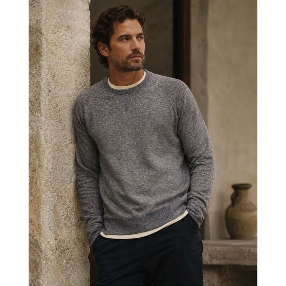 Barbour International Heathered Gray Crewneck Sweatshirt | British Heritage Casu